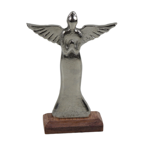 Sculpture de femme en métal avec base en bois, fournitures de Noël, ornements créatifs pour la maison, table, bureau, décoration intérieure, design tendance - Product Image 1