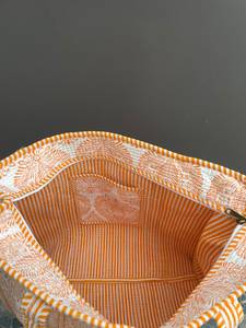 Quilted Cotton <b>Tote</b> <b>Bags</b> Orange <b>White</b> Floral Pattern Bohemian Style Zipper Closure Two Handles All Seasons Beach Shopping <b>Bag</b> - Product Image 5