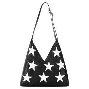 Bolso de Cuero Genuino Nappa Personalizado, Detalle de Estrella en Nappa Negro, Marca Privada OEM/ODM, Estilo Punk Urbano, Venta al Por Mayor - Product Image 1