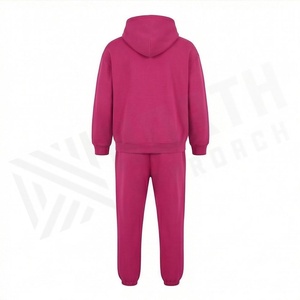 Unisex <b>Pink</b> Hooded <b>Tracksuit</b> Set Cotton Geometric Print Casual Sweatshirt And Joggers Full Length Drawstring Closure - Product Image 2