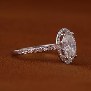 Anillo de compromiso y boda de oro macizo de 14k con diamante de laboratorio personalizado de 3ct, corte ovalado, VVS1 D, engaste de puntas, para mujer, aniversario, joyería fina - Product Image 4