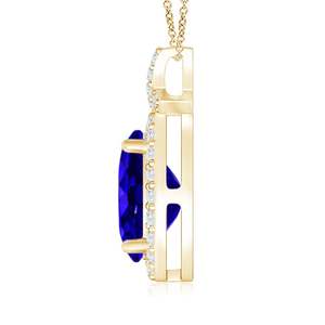 Collier pendentif en or 14 carats certifié IGI, style nœud papillon, avec tanzanite taille ovale 0,4 carats et diamants 0,2 carats, chaîne à maillons, pendentif le plus vendu - Product Image 3
