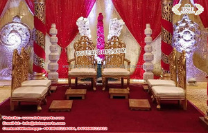 Chaises Mandap de mariage du sud de l'Inde Ensemble de chaises Vidhi élégantes pour mariages tamiliens Chaises Mandap de mariage indien de style unique - Product Image 2
