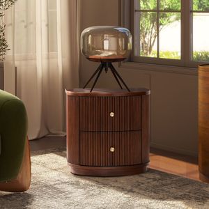 Tavolino Laterale in Legno di Faggio Noce Scuro con 2 Cassetti da 24 Pollici per Comodini, Edizione San Valentino - Product Image 2