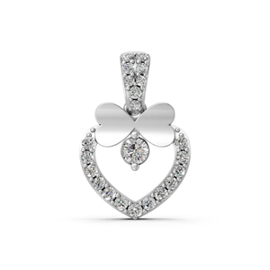 Lab Grown Diamond Heart Bow Pendant <b>Necklace</b> 14K Yellow Gold Rhodium Plated 0.23 CT Diamond IGI Certified Trendy Love Gift Women - Product Image 3