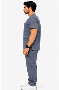 Tenue médicale homme 2 pièces avec logo personnalisé, pantalon jogger respirant et extensible, vêtements de travail professionnels pour hôpital et soins infirmiers - Product Image 5