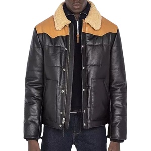 Veste en cuir de mouton en gros, lourde, coutures durables, chaleur hivernale, doublure respirante, veste élégante de protection extérieure - Product Image 4