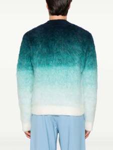 <b>Mens</b> Floral <b>Mohair</b> Knit <b>Sweater</b> Breathable Soft Warm Full Sleeve Cardigan Zip Collar Front Logo Autumn Wear - Product Image 5