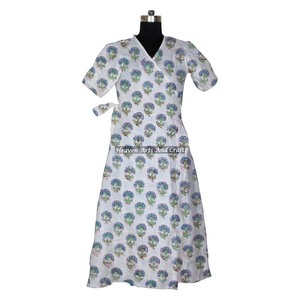 Bikini estampado en Bloque para mujer, ropa de dormir de algodón Natural hecha a mano, bata de baño caftán Maxi - Product Image 3