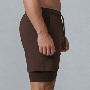 Wholesale Gym Wear Double Layer <b>Compression</b> <b>Shorts</b> <b>Men</b> Polyester High Quality Sports Training <b>Shorts</b> Drawstring Med Waist <b>Short</b> - Product Image 3