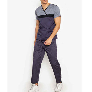 Uniforme Médico de Alta Calidad para Farmacia y Hospital, Conjunto de Blusa y Pantalón Morado y Gris, Tejido de Poliéster, para Uso Médico - Product Image 2
