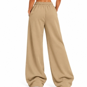 Pantalones deportivos acampanados para mujer, cómodos, de pierna ancha, informales, de longitud completa, de punto de algodón, holgados, transpirables, para todas las estaciones - Product Image 2