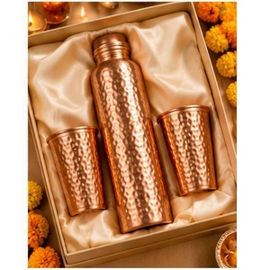 Juego de botellas de agua de cobre estilo oriental con diseño de pájaros y flores, recipientes portátiles para bebidas con tapas, para regalos empresariales. - Product Image 6