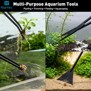Kit de Herramientas para Acuarios de Acero Inoxidable Negro Mate, Tijeras para Recortar Plantas Acuáticas, Pinzas, Juego de Mantenimiento para Peceras - Product Image 6