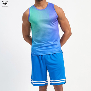 With Wholesale Rate New Arrival OEM ODM Service Quick Dry Sporty O-Neck Sleeveless Gym Activewear Blue Green Purple <b>Singlets</b> - Product Image 3