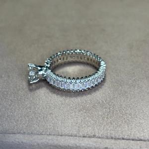 Round & Baguette Cut Moissanite Diamond <b>Ring</b> 925 Sterling Silver - Product Image 2