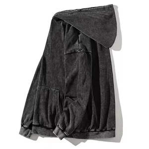 Sudadera con Capucha Extra Grande para Hombre, Estilo Vintage, Color Negro Lavado - Product Image 5