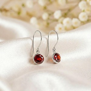 Handmade Natural Garnet <b>Red</b> Gemstone Drop <b>Earrings</b> with Bezel Setting in 925 Sterling Silver or Gold Filled Minimalist Hook - Product Image 5