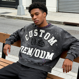 Sweat-shirt surdimensionné à col rond pour homme, personnalisé OEM ODM, imprimé en relief, en coton French Terry, pull décontracté pour l'automne - Product Image 2