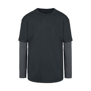 ผู้ผลิตเสื้อยืดสองชั้นสำหรับผู้ชายจากปากีสถาน เสื้อยืดสองชั้นสีพื้นน้ำหนักเบา MOQ ต่ำ - Product Image 1