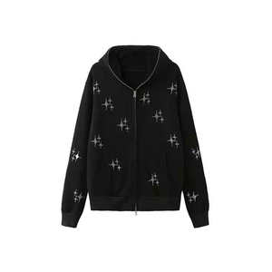 Full <b>Zip</b> <b>Hooded</b> Sweatshirt With All Over Decorative Graphic Pattern Long Sleeve Casual Outerwear Relaxed Fit Comfortable - Product Image 2