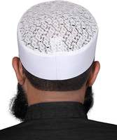 Gorro de Oración Musulmán Bordado con Estampado Puff, Diseño Premium para Hombre, Gorro Kufi de Algodón Elástico, Cuatro Estaciones, Rayas, Colores Personalizados