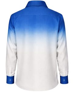 Chemise Formelle Homme Bleu Royal et Blanc Ombré en Coton Premium à Manches Longues Boutonnée – Tenue Décontractée Chic – Fabricant Personnalisé – Vente en Gros - Product Image 1