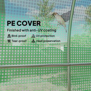 Serra a tunnel Hoop House con porta a rete avvolgibile con cerniera, 2 aste di supporto, 14,6 x 6,5 x 6,6 pollici per giardini - Product Image 5