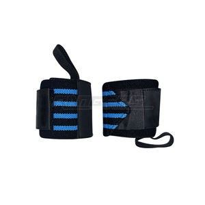 สายรัดข้อมือนีโอพรีนสีดำลายทางสีน้ำเงินแบบหนาสำหรับออกกำลังกาย ป้องกันข้อมือสำหรับการออกกำลังกายแบบกำหนดเอง ขายส่งสายรัดข้อมือ - Product Image 1