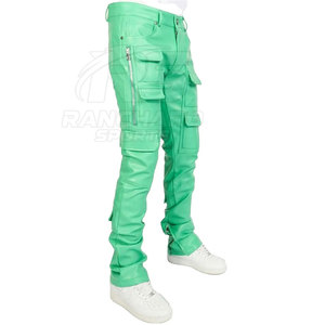 Street <b>Men</b> Leather Pants Straight Lightweight Dark Mid Slim Fashion Wear Casual Durable Soft Comfortable Modern Trendy Outfit - Product Image 2