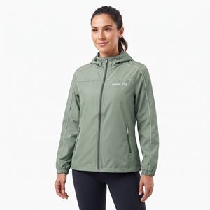 <b>Women</b> Custom Logo Running <b>Jacket</b> <b>Hooded</b> <b>Lightweight</b> Windbreaker Full Zip Sports Training Outdoor Activewear - Product Image 5