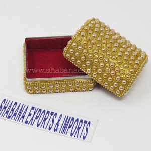 Caja de Joyería Artesanal India con Cuentas, Decorativa con Laca y Brillo, Cuentas de Perlas Blancas, Caja para Guardar Joyas, Decoración del Hogar, Caja de Regalo - Product Image 2