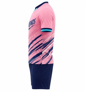 ชุดเสื้อฟุตบอลชาย พิมพ์ลายสีชมพูกรมท่า คอวี แขนสั้น ระบายเหงื่อ ป้องกันแบคทีเรีย เป็นมิตรกับสิ่งแวดล้อม ผลิตจากโพลีเอสเตอร์ - Product Image 2