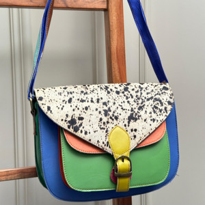 Offre Spéciale sac à main en cuir recyclé multicolore en fourrure de vachette élégante pour femmes multi-usages sacs à bandoulière de style occidental Logo - Product Image 2