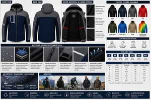 Chaqueta Deportiva Impermeable con Capucha para Hombre, Diseño Color Block, Cierre de Cremallera, Corte Regular, Estilo Otoñal para Actividades al Aire Libre - Product Image 4