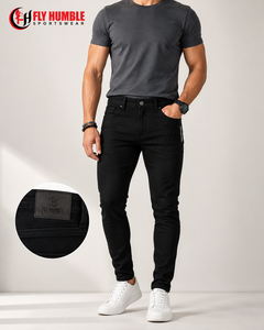 Jeans de Mezclilla para Hombre, Corte Regular, Cintura Media, Color Sólido, Estilo Formal, Tela de Algodón, Transpirable y Ligero, Marca Fly Humble - Product Image 2