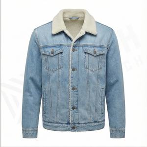 Veste denim d'hiver personnalisée de haute qualité OEM classique en laine unisexe avec logo à l'avant pour hommes - Product Image 2