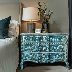 Bone Inlay Handmade Storage Green Striped Pattern Modern Luxury <b>6</b>-<b>Drawer</b> Dresser for Bedroom Living Room Chest <b>Drawers</b> - Product Image 1