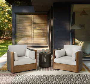 Mesa Auxiliar Moderna de Madera de Teca Ecológica, Impermeable, Estilo Tropical para Exteriores, con Detalles de Cuerda, para Jardín, Terraza, Patio, Villa o Resort - Product Image 1