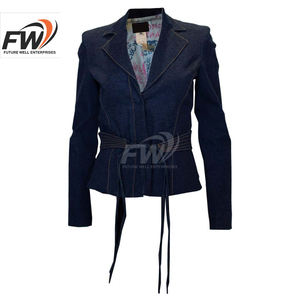 Veste en jean pour femme OEM, écologique, respirante, style vintage, boutonnée, effet délavé, design estival - Product Image 1