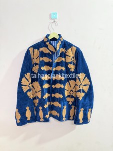 Indian Suzani <b>Velvet</b> <b>Jacket</b> Handmade Floral Embroidery <b>Jacket</b> Boho Hippie <b>Jacket</b> Inside Cotton Iining <b>Jacket</b> Winter <b>Jacket</b> - Product Image 2