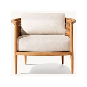 Teak Wood Lounge <b>Chair</b> With Best Cushion Rattan <b>Garden</b> Sofa Outdoor Furniture Simple Wooden - Harmonia - Product Image 2