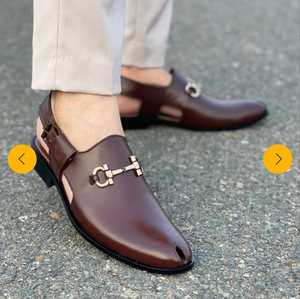 Mules en cuir véritable pour hommes, à bout ouvert, avec bride à boucle, sandales d'été tendance, semelle extérieure en caoutchouc antidérapante - Product Image 4