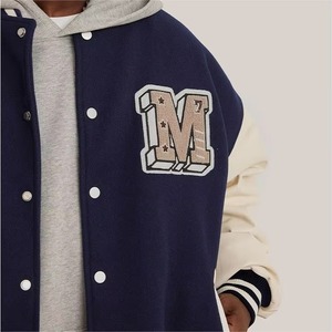 Custom Vintage Patchwork Varsity Jacket OEM Waterproof <b>Reversible</b> Embroidered Letterman Jacket Unisex Baseball Bomber <b>Coat</b> - Product Image 3
