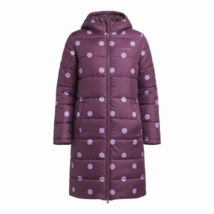 Women's Sublimation Dot Pattern <b>Belted</b> Puffer Coat Hooded Long Quilted Winter Jacket Hot Padded Outdoor Fashion Casual Outerwear - Product Image 4