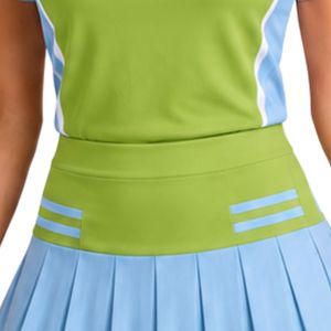 Conjunto de Falda Plisada y Camiseta de Polo para Mujer en Verde Lima y Azul Cielo, Ropa Deportiva Personalizada, Transpirable, de Secado Rápido y Alto Rendimiento - Product Image 6