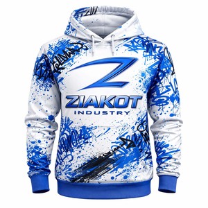 Bleu clair blanc-Royal Fade mode sport pull sweat à capuche cousu sur mesure haute qualité délavé plaine teint hiver - Product Image 4