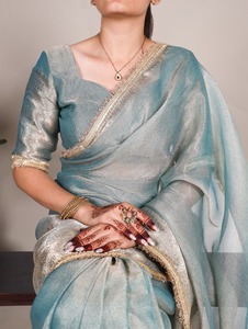 Nouveaux saris de créateur tissés, saris à motifs Zari, tissus chatoyants - Product Image 5