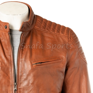 Veste en cuir de vachette fabriquée en usine, couleur unie, fermeture éclair, design confortable, conçue pour les commandes en gros très demandées - Product Image 5