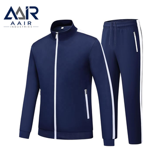 Ensemble de survêtement noir pour homme, veste zippée intégrale et pantalon à taille élastique, respirant, grande taille, vêtements de sport décontractés - Product Image 2
